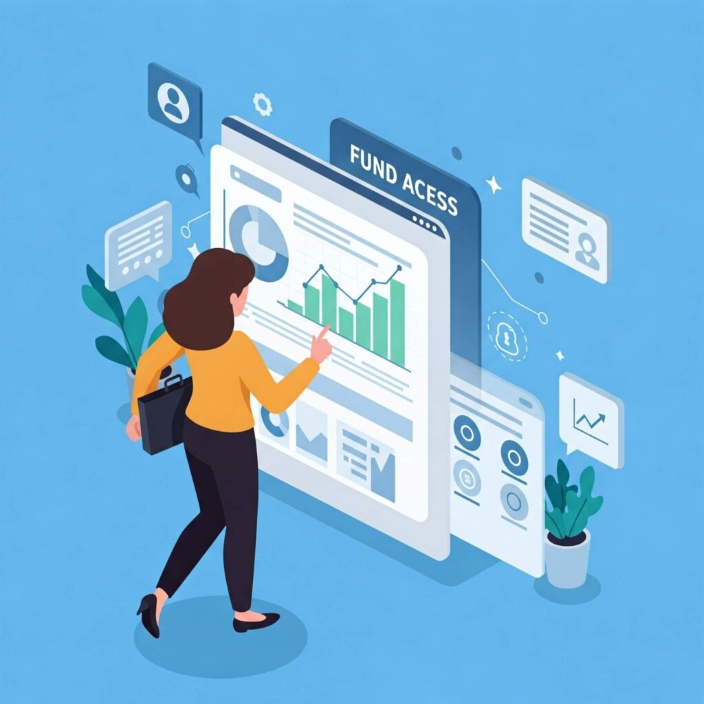 Business owner accessing funds on digital dashboard