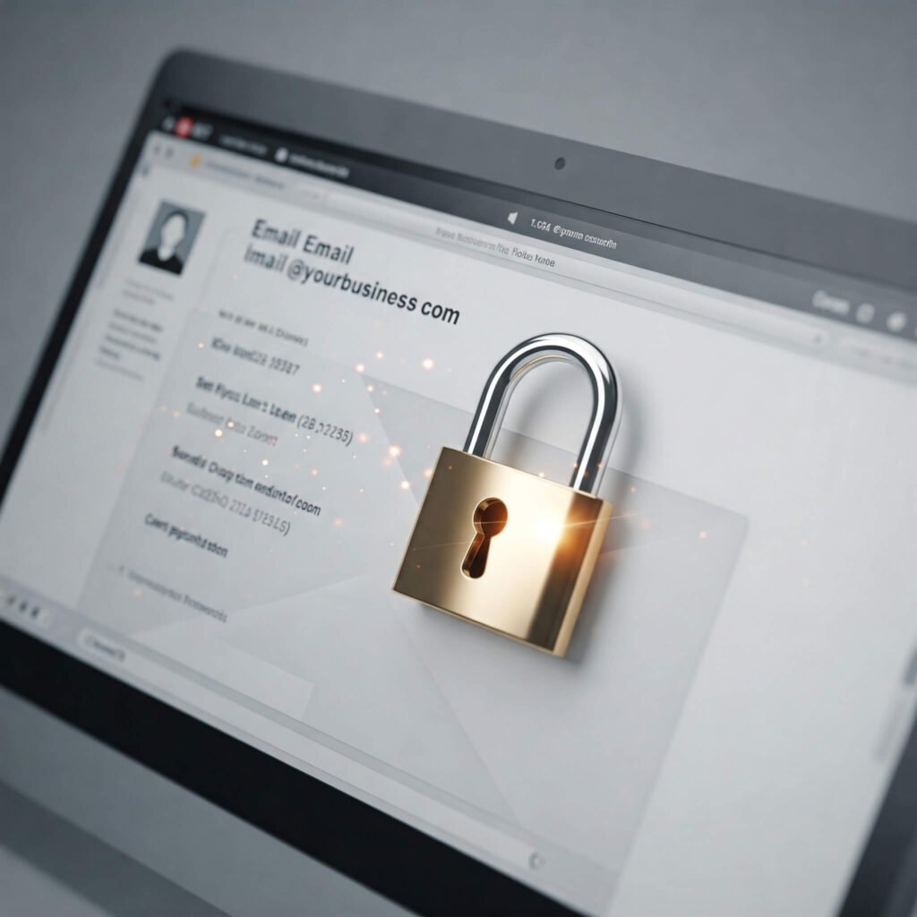 Close-up of secure email interface on computer screen.