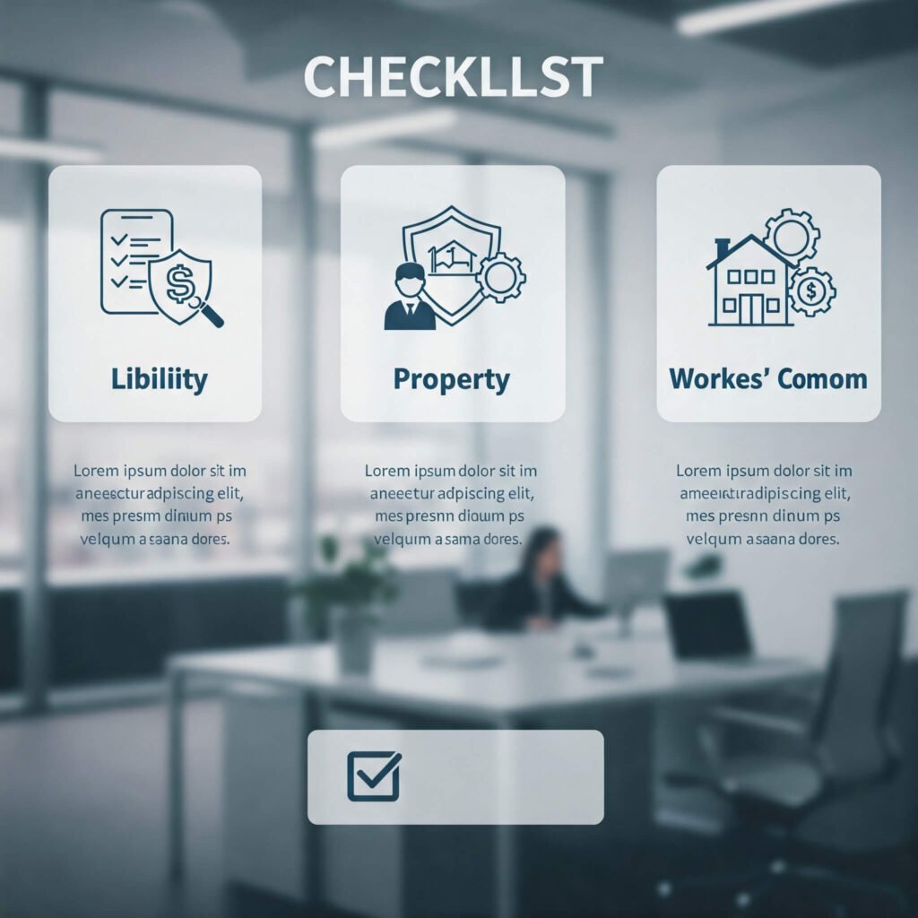 Insurance checklist: Liability, property, workers' comp.