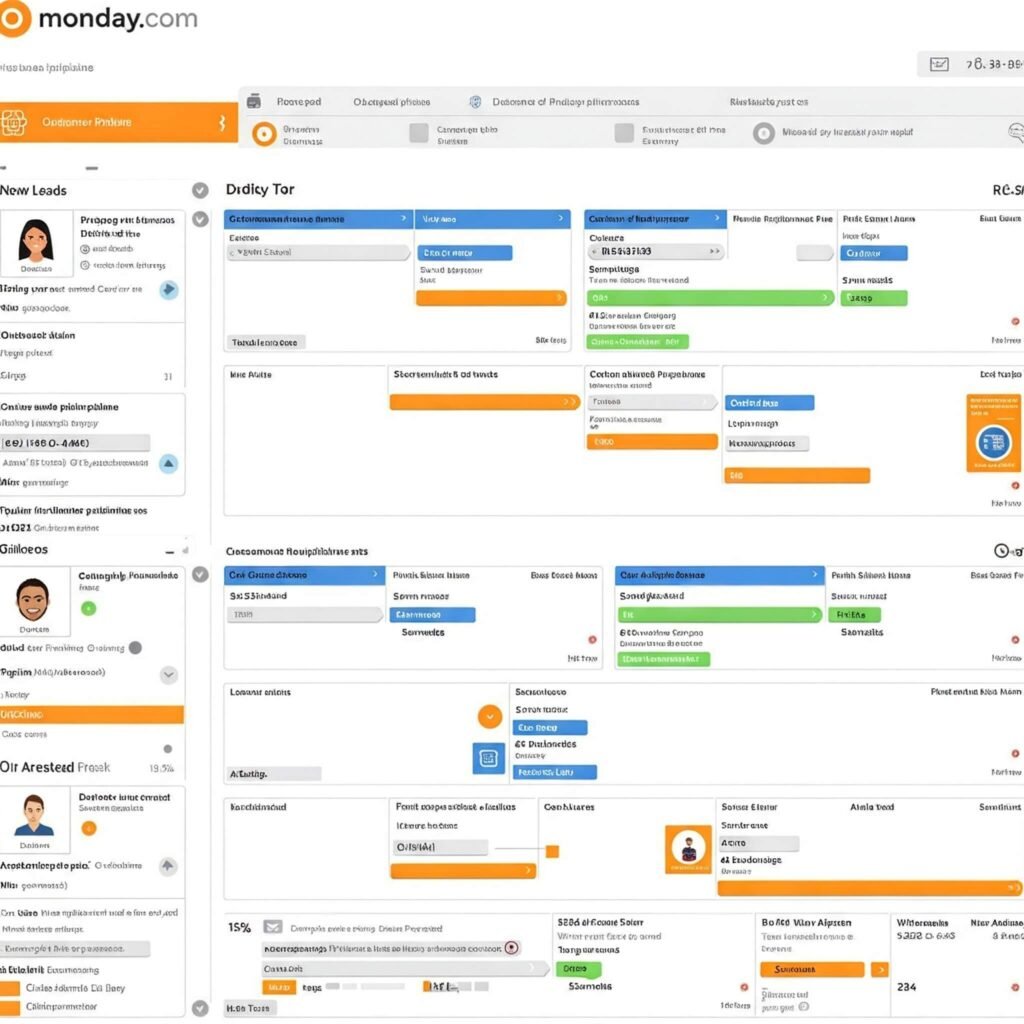 monday.com Kanban board.