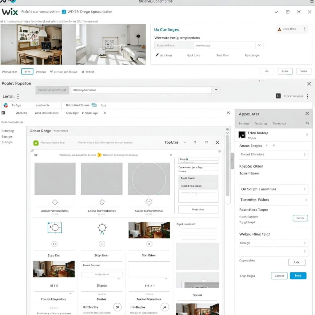 Wix dashboard screenshot with website editing features.