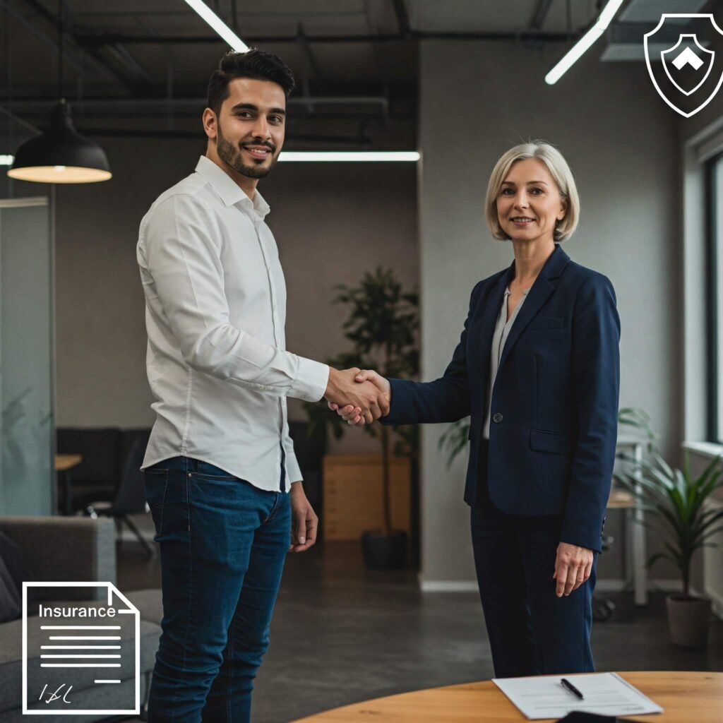 Startup Founder and Insurance Agent Handshake